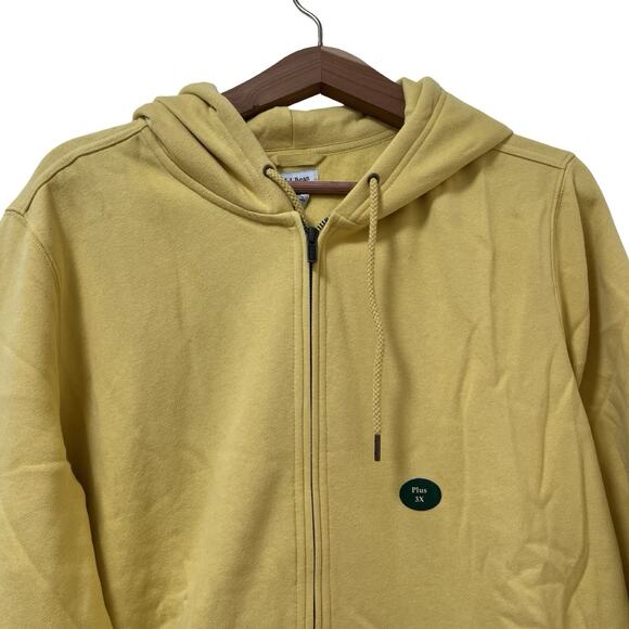 LL Bean Womens Fleece Lined Full Zip Hoodie Size 3X Yellow Cozy Lounge Pockets - Picture 2 of 7
